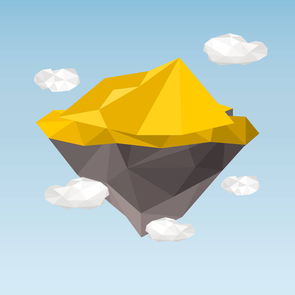 Floating island with desert in the polygon style color illustration - Vektor, Bild