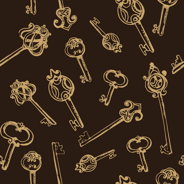 Vintage keys seamless pattern - ベクター画像