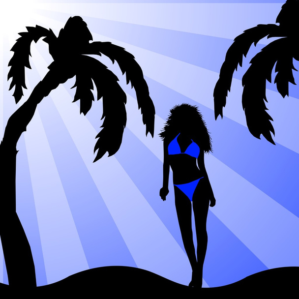 Bikini girl with palmtree - Valokuva, kuva