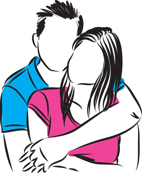 HAPPY COUPLE IN LOVE vector illustration - Vektör, Görsel