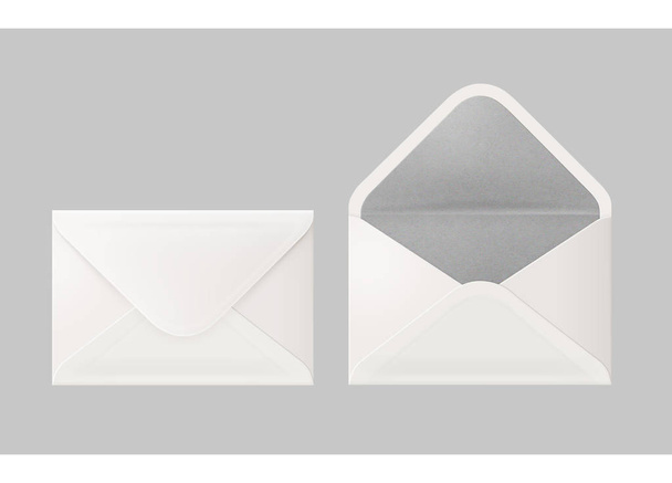 weißer und grauer Umschlag mit Umweltmaterialien für Briefmarken m - Foto, Bild