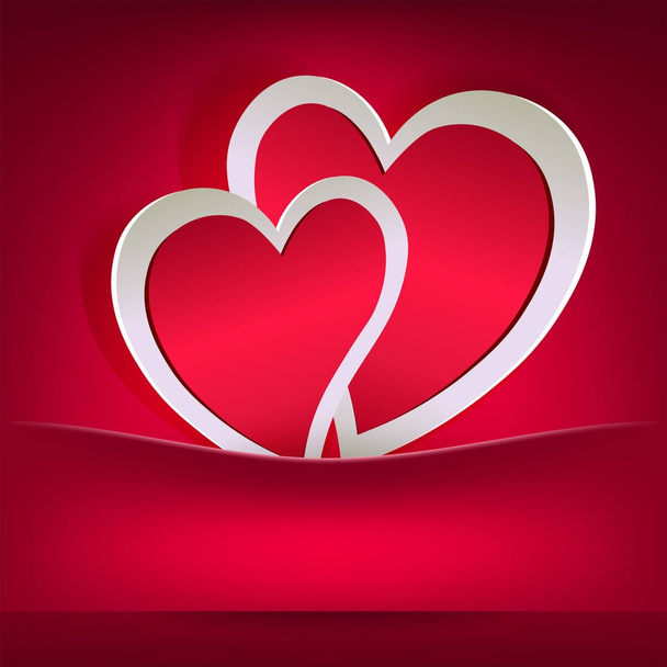 ροζ σχέδιο με περίγραμμα των δύο καρδιές - Διάνυσμα, εικόνα