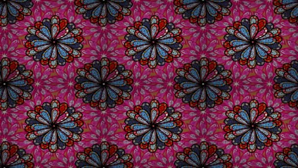 Mandala style. Rich ethnic striped seamless pattern geometric design. Colored mandala on ink, black and red colors. Video. - Footage, Video