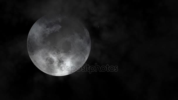 Super moon. Attractive animation of night sky with cloudy and bright full moon and stars. (Elements of this image furnished by NASA) - Footage, Video