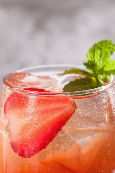 healthy fresh summer strawberry cocktail concept - Fotó, kép