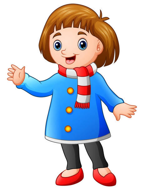 Illustrazione vettoriale di Cartoon ragazza felice in abiti invernali
 - Vettoriali, immagini