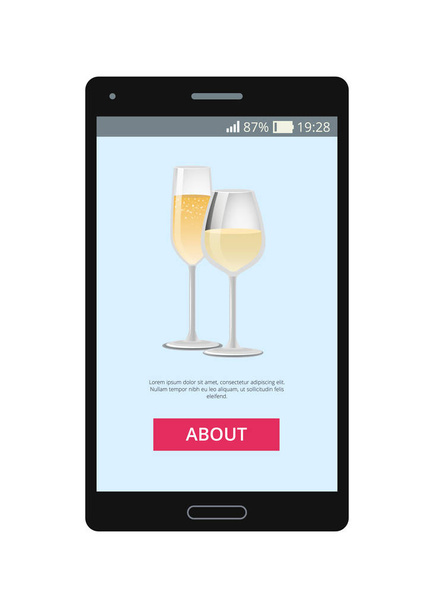 Champagne Glasses Mobile Phone Vector Illustration - Vetor, Imagem