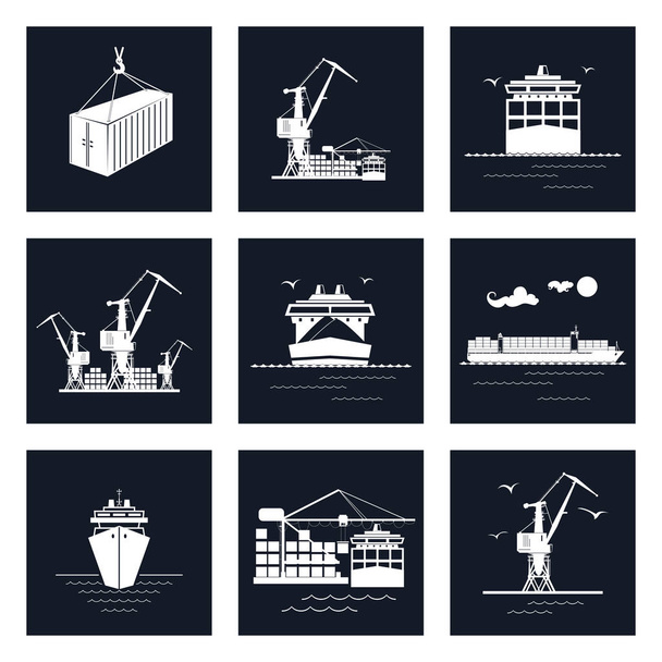 Set of Cargo Icons - Vector, Image