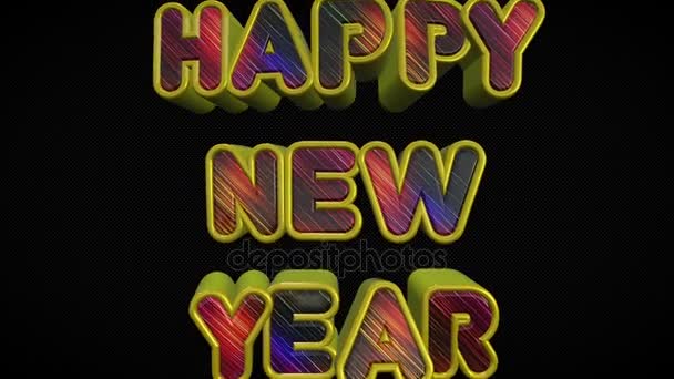 Happy New Year 3D Shiny And Colorful Modern Text Looping Animation Over Black Background, Represents The New Year- 4K Resolution Ultra HD - Footage, Video