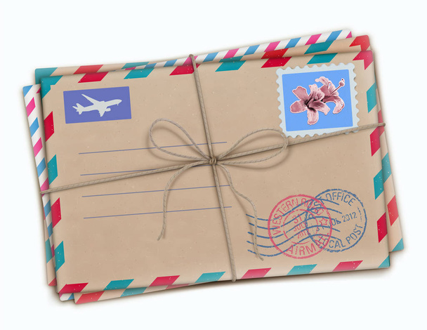 Funky retro airmail envelopes - Vettoriali, immagini