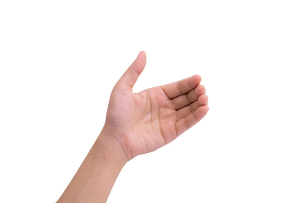 Рука человека изолирована на белом фоне с обрезкой пути - Фото, изображение