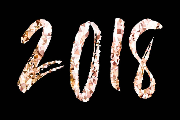Χρυσά glitter αλουμινόχαρτο κείμενο σε μαύρο φόντο. 2018 χρονιά γράμματα για την πρόσκληση και ευχετήριες κάρτες, εκτυπώσεις και αφίσες. Χέρι συρμένο επιγραφή, καλλιγραφικό σχέδιο. Εικονογράφηση διάνυσμα - Διάνυσμα, εικόνα