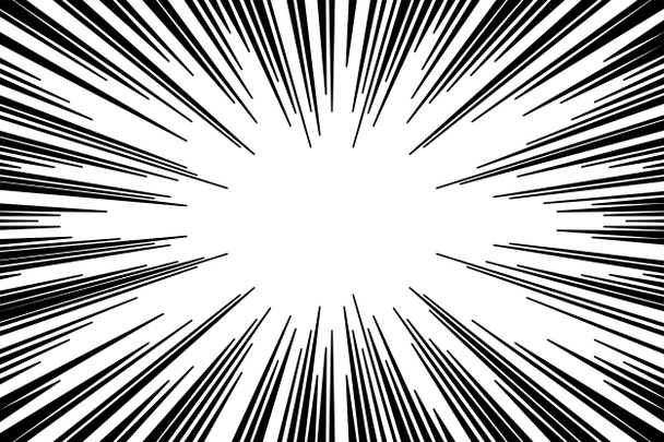 Czarno-białe linie promieniowe komiks stylu backround. Komiksy manga, prędkość streszczenie - Zdjęcie, obraz