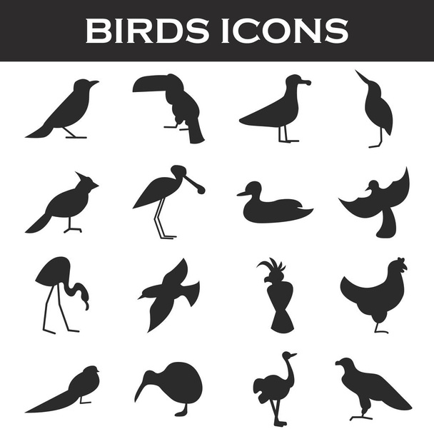 zestaw ikon ptaków - Wektor, obraz