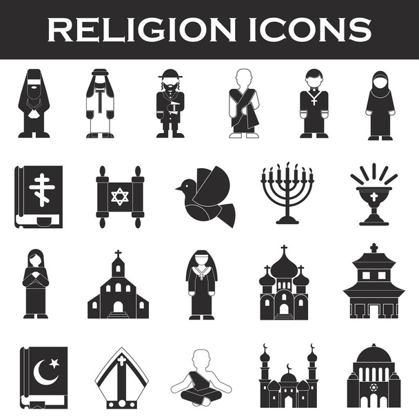 宗教のアイコンを設定 - ベクター画像