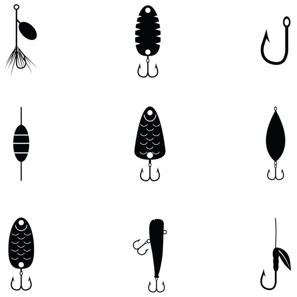 cebos de pesca icono conjunto
 - Vector, imagen