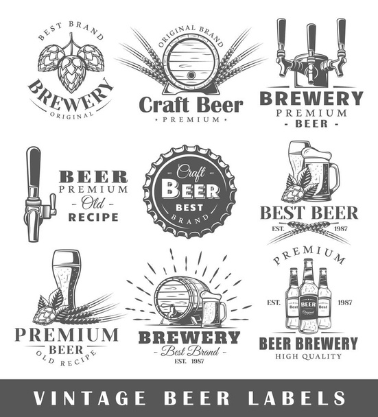 Set de etiquetas de cerveza vintage
 - Vector, Imagen