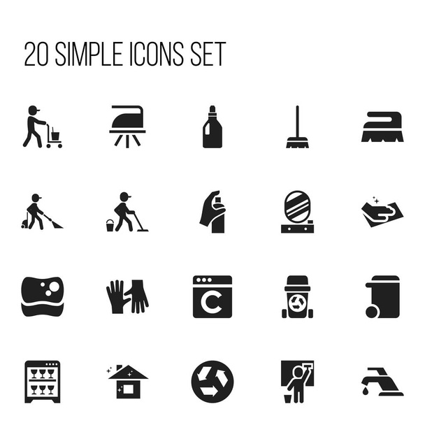 Set van 20 bewerkbare opruimen iconen. Bevat symbolen zoals sweep, schoner, zwaaien en nog veel meer. Kan worden gebruikt voor web, mobiel, ontwerp Ui en infographic. - Vector, afbeelding