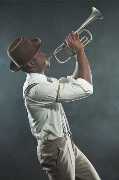 Vintage černé africké americký jazzový saxofonista. - Fotografie, Obrázek