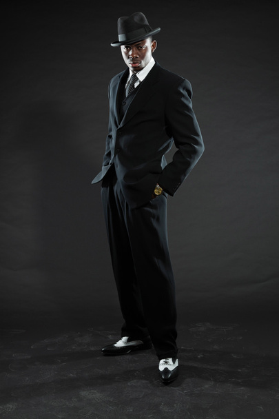 Black american mafia gangster man. - Photo, image