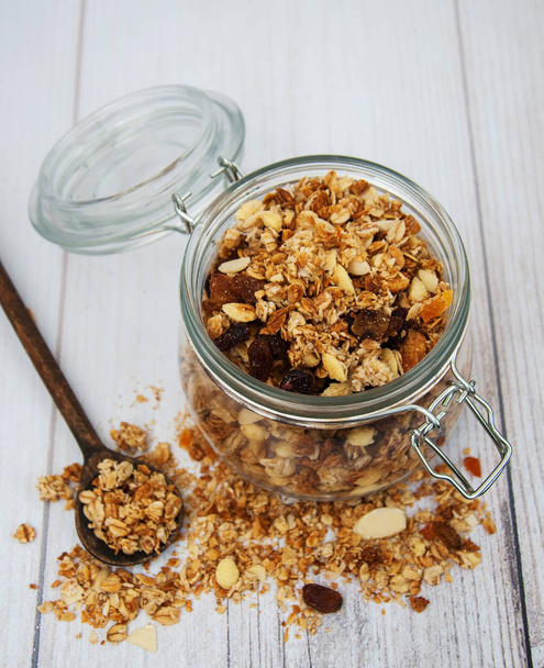 homemade granola in jar - Photo, Image