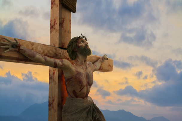 3D-Illustration von Jesus Christus am Kreuz  - Foto, Bild