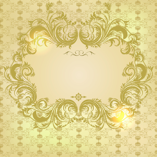 Vector damask background with floral calligraphic frame - Vector, imagen