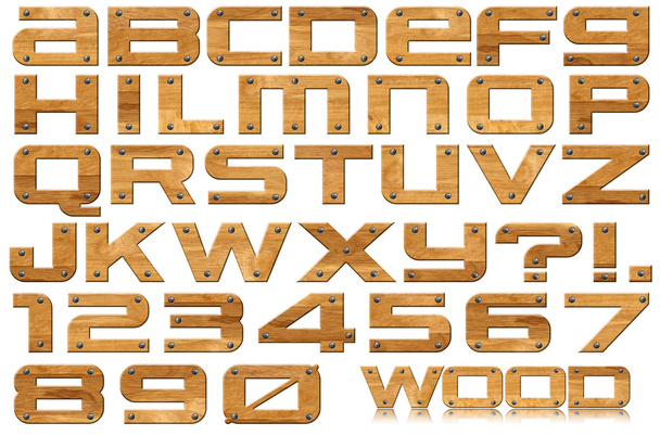 Grunge letras y números de madera
 - Foto, imagen