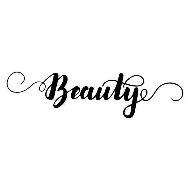 Black hand lettering "Beauty" isolated on white background. Vector illustration. EPS10. - Vector, Image