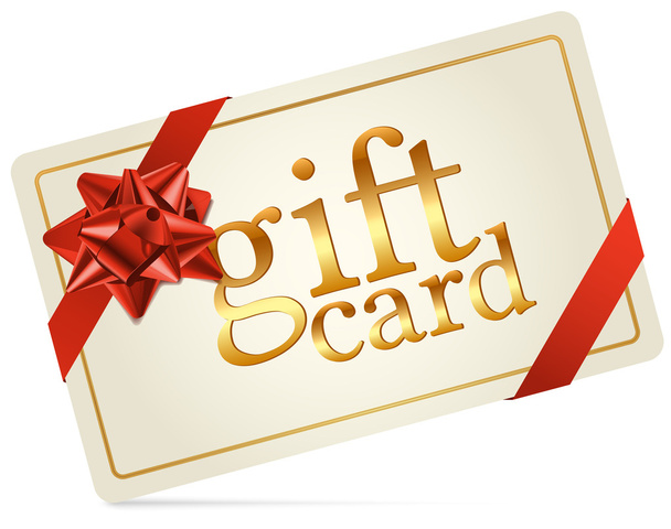 Gift Card with Red Gift Bow - Vector, Image