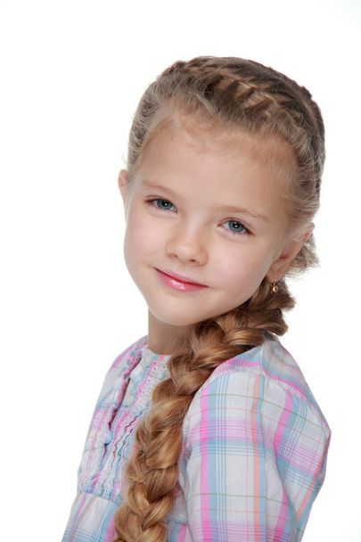 Portrait of a beautiful girl with a pigtail - Fotó, kép