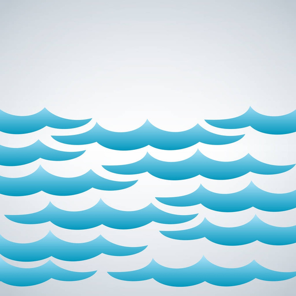 明るい背景に様式化された青い波と海洋のシームレス パターン. - ベクター画像