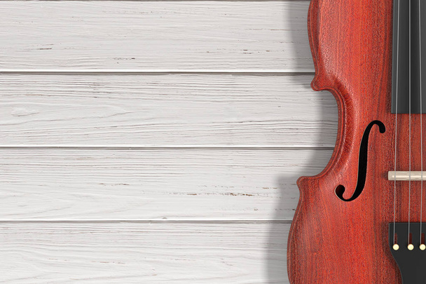 Κλασική ξύλινη βιολί με φιόγκο. 3D rendering - Φωτογραφία, εικόνα