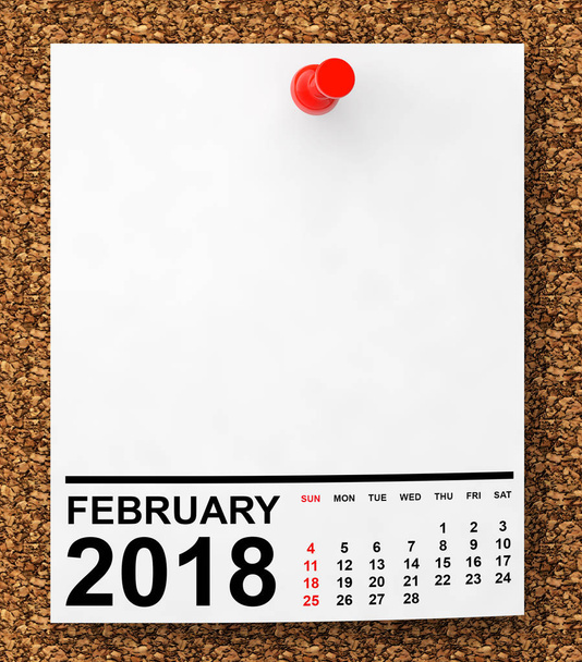 Calendar February 2018. 3d Rendering - Photo, Image