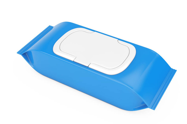Kék üres csomagoló papír, nedves törlőkendő tok. 3D-leképezés - Fotó, kép