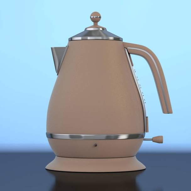 Modern teáskanna és gyorsforraló. 3D-leképezés - Fotó, kép
