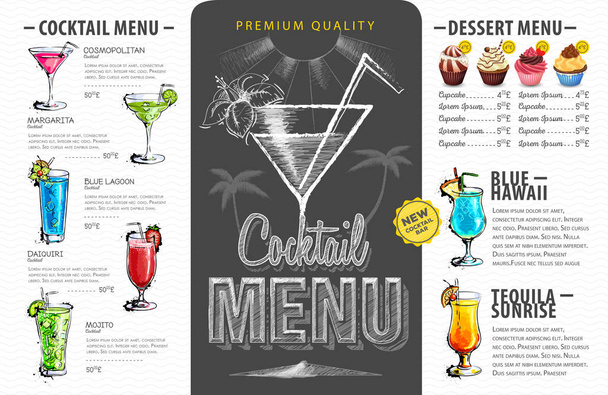 Vintage cocktail menu design. Beverages menu - Vector, Image
