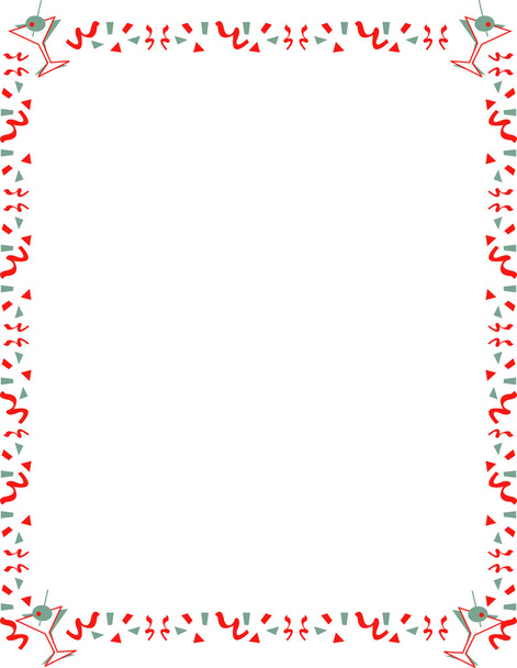 Stationery background with a border of confetti and martinis - Vector, afbeelding