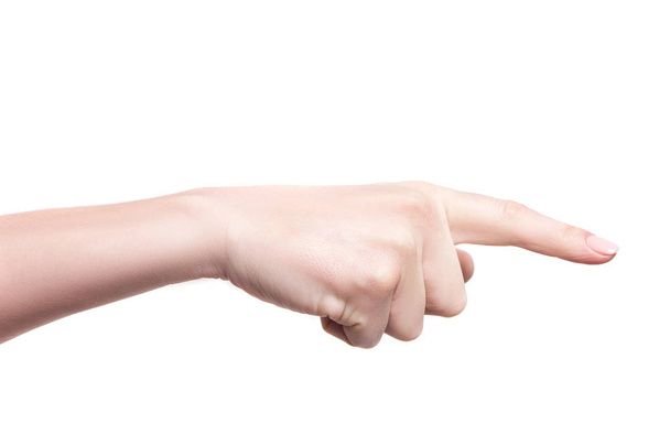 hand point index finger isolated white background - Photo, image