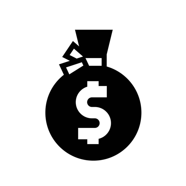 Money bag black icon - Vetor, Imagem