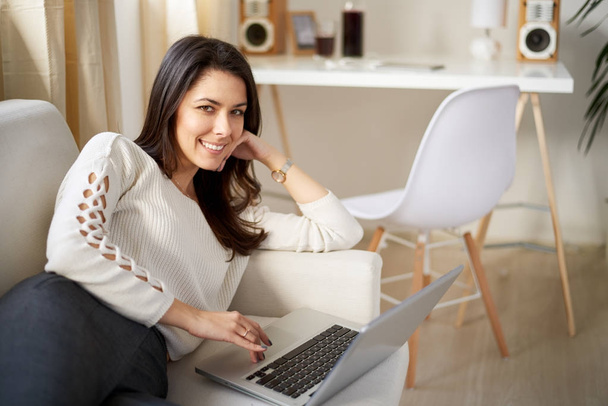 Young woman working at home, freelance concept - Photo, Image
