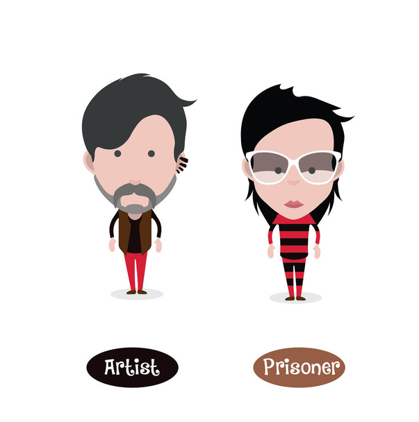 Artist and prisoner figure avatars, vector illustration - Vector, Image