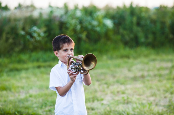 Little boy with musical instrument - Foto, imagen