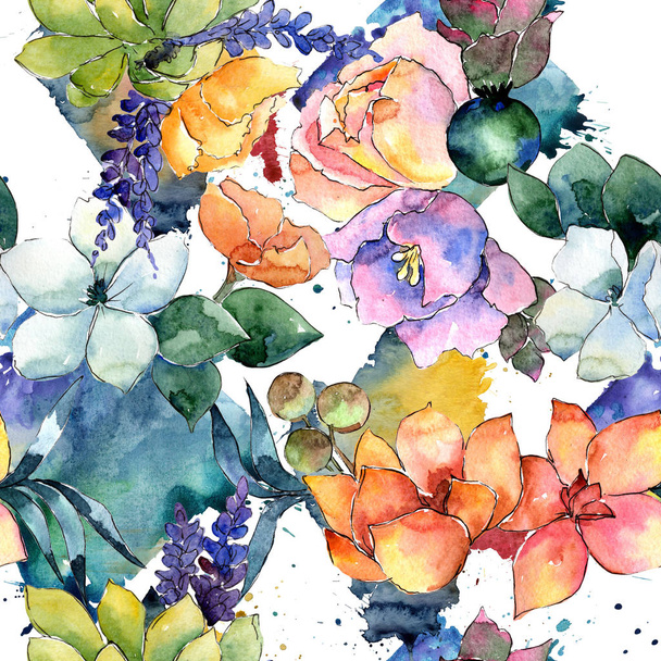 Flower composition  pattern in a watercolor style. - Photo, Image