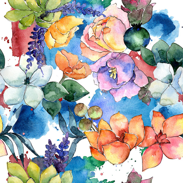 Modèle de composition de fleurs dans un style aquarelle
. - Photo, image