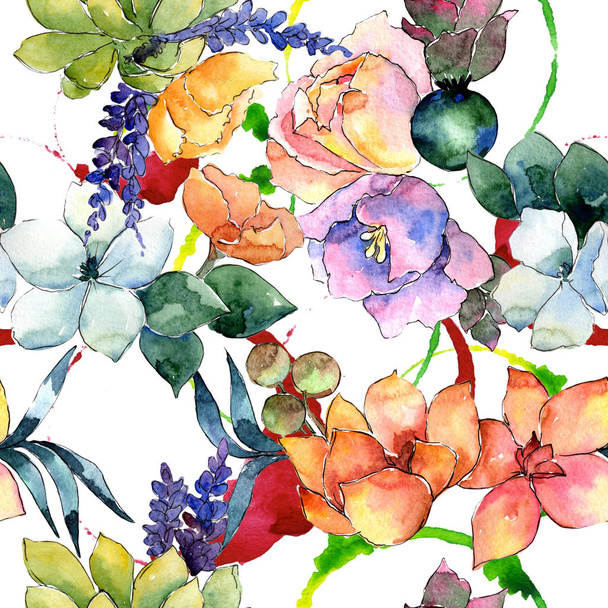 Flower composition  pattern in a watercolor style. - Photo, Image