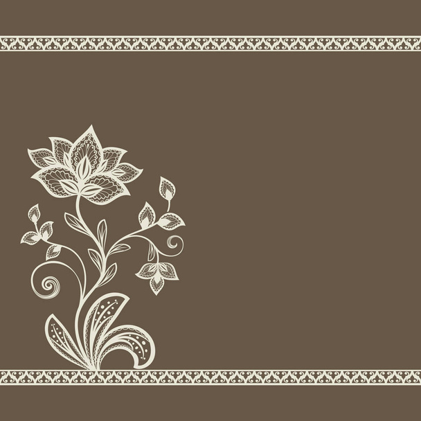 Brown ornamental flower card - Vector, Image