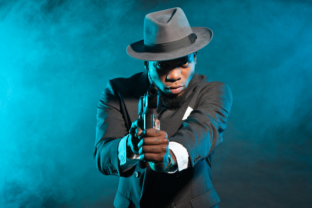 Black american mafia gangster man. - Photo, Image