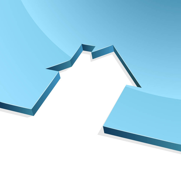 Blue house cut shape vector background. Real estate booklet template. - Vector, imagen