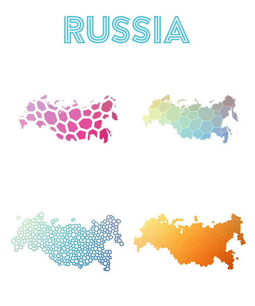 Russia polygonal map Mosaic style maps collection Bright abstract tessellation geometric low - Vector, imagen